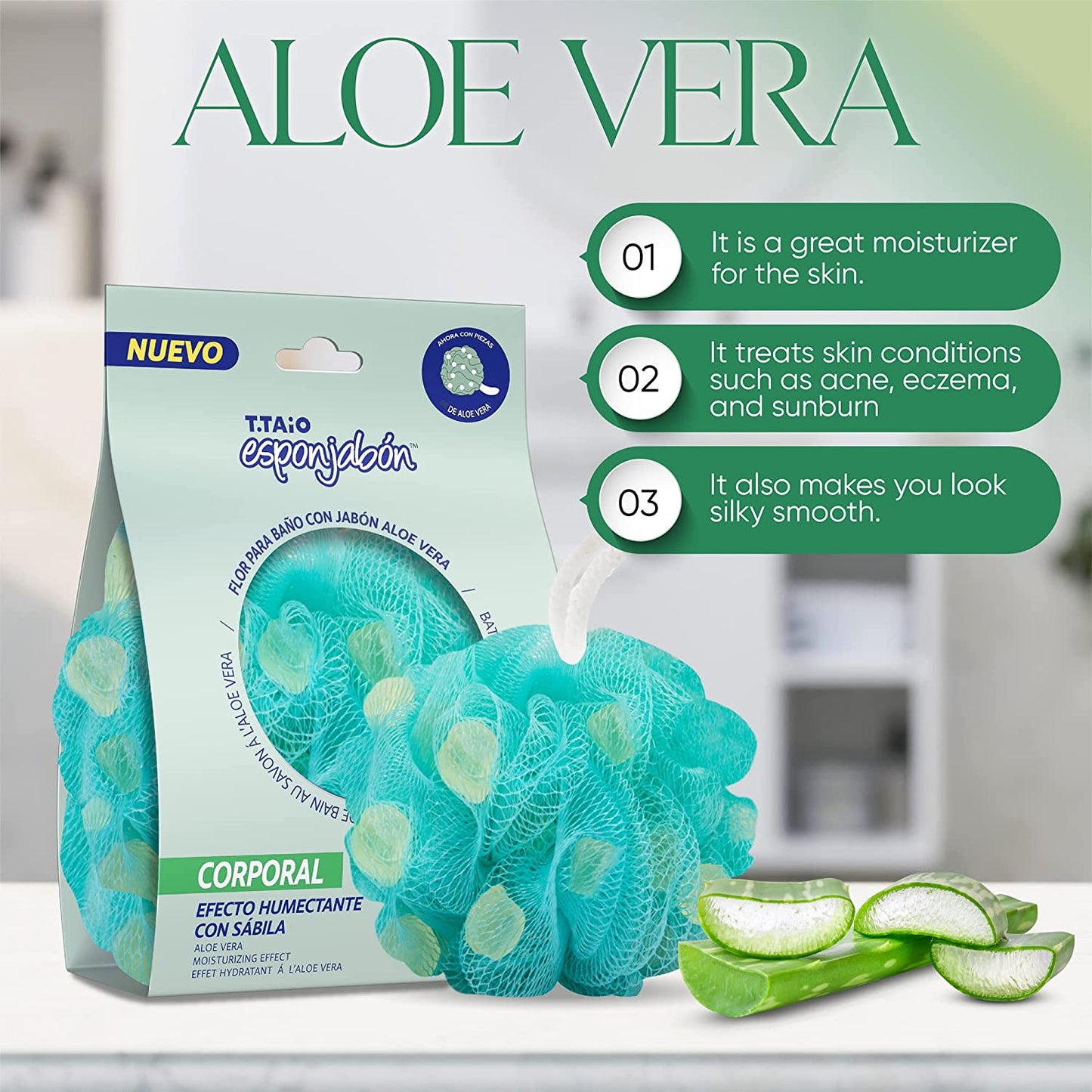 T.Taio Esponjabon Aloe Vera Shower Bath Puff